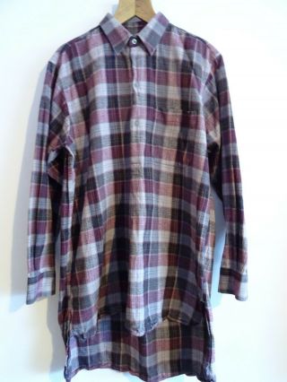 Vtg French 60s Checked Hbt Cotton Smock Overhead Worker Chore Shirt