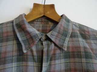 Vtg French 50s checked cotton smock overhead worker chore shirt 2