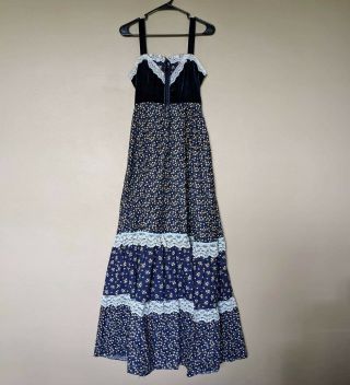 Gunne Sax Navy Blue Maxi Dress Size 11