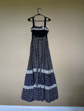 Gunne Sax Navy Blue Maxi Dress size 11 2