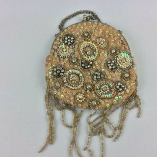 Vintage Beadwork Handbag Purse Art Deco Ladies Bag Silk Beaded Embroidered