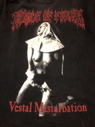 VTG 90s Cradle Of Filth T Shirt Vestal Jesus Is A Marvel Disney All Over Print 6