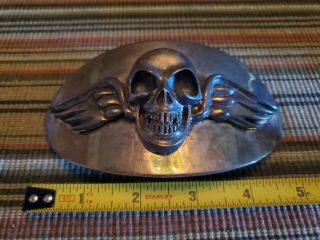 Large Silver King Baby Skull Belt Buckle