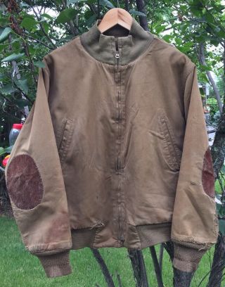 Vintage 40s Wwii Us Army Tanker 2nd Pattern Lined Elbow Patch Field Jacket Rare.