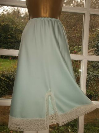 Vintage 1970s St Michael Silky Poly Stunning Lacy Half Slip Petticoat L