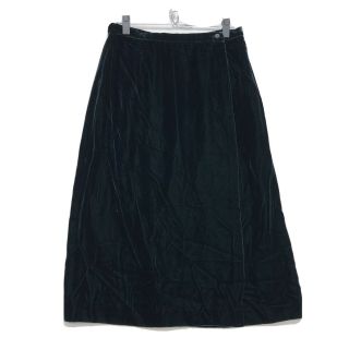 Calvin Klein Vintage Velvet Wrap Maxi Skirt Sz 8 Green Usa Union Made Pockets