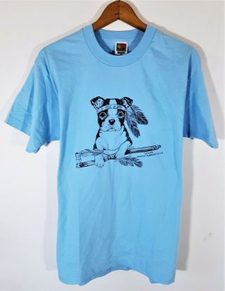 Vintage 90s Boston Terrier Club T Shirt Single Stitch Native Lenape Usa Dog Sz L