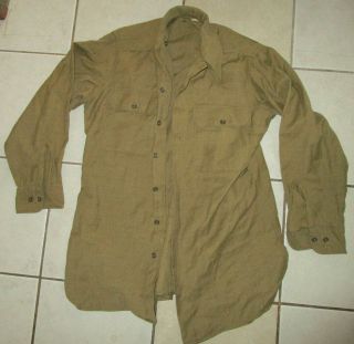 1944 Dated Us Army Enlisted Mustard Wool Shirt 15 X 32
