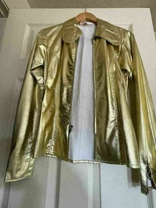 AUTHENTIC vintage Granny Takes A Trip gold lamé zipper jacket XS/S 5