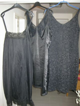3 Unterkleider Mit Spitze Dessous Unterrock Vintage Schwarz Größe 42/44