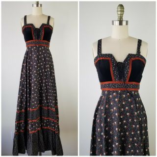 Vintage Gunne Floral Corset Bodice Sundress Maxi Dress,  Size 7