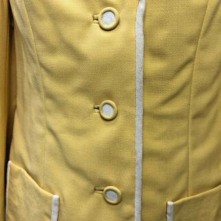 Ladies Blazer Jacket Pale Yellow Vintage Size Uk 10 - 12 Retro Womens S M