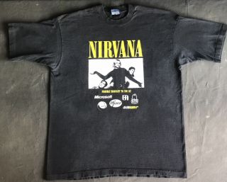 Vintage 90s Nirvana Bootleg Promo T - Shirt Xl Kurt Cobain Pfizer Drug Pharma