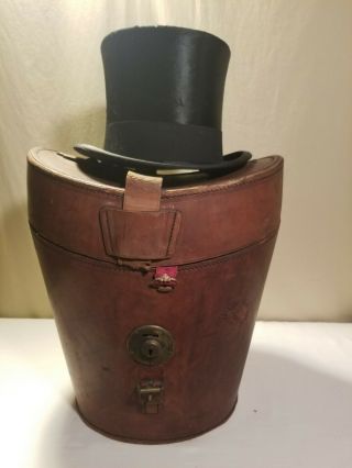 Rare Vintage Lock & Co,  Hatters,  St.  James St London Silk Top Hat & Leater Box