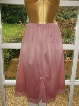 Vintage 1970s St Michael Silky Nylon Lacy Half Slip Petticoat Uk14 - 16 (large)