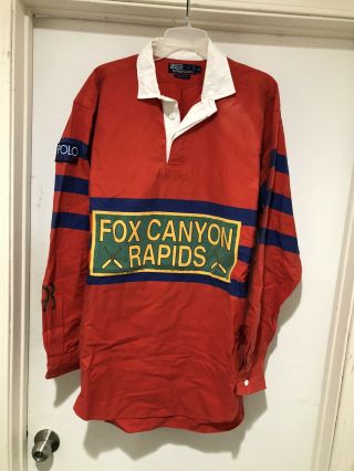 Vintage 1993 Polo Ralph Lauren Polo Sport Fox Canyon Rapids Rugby Shirt Size Xl