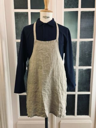 Vintage French Linen Work Wear Rustic Work Chore Apron Workers
