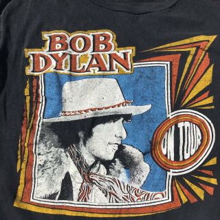 Vintage 70s Bob Dylan On Tour T - Shirt 1970s Black Size M Concert Tee 1978 Shirt 3
