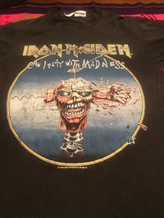 Vintage 80s 1988 Iron Maiden Seventh Son Rock Concert Tour T Shirt M Very Rare