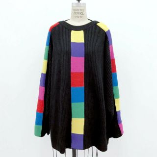 ⭕ 80s Vintage Patrick Kelly Rainbow Rib Sweater : Kint Avant Garde Dress Jacket