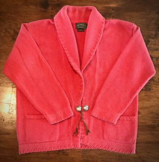 Vintage 1980 Pale Red Ralph Lauren Polo Country Christmas Handknit Cardigan