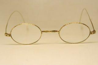 Unique Etched Solid 14k Gold Authentic Vintage Eyeglasses Antique Spectacles 2