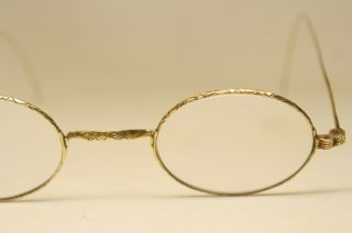 Unique Etched Solid 14k Gold Authentic Vintage Eyeglasses Antique Spectacles 3