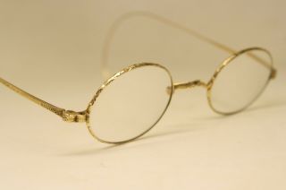 Unique Etched Solid 14k Gold Authentic Vintage Eyeglasses Antique Spectacles 4