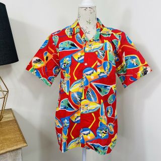 Vintage 80s Island Fever Mens Hawaiian Shirt Bright Camp Preppy Size M