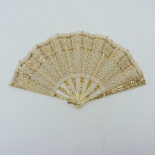Small Vintage Silk Fan With Gilt Decoration