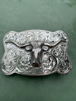 Fritch Bros Classic Vintage Steer Head Trophy Buckle Sterling Silver