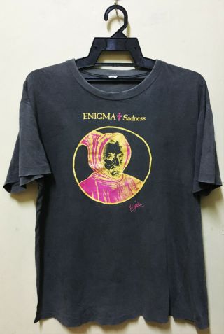 Vintage 1990 Enigma Sadeness Tour Concert Promo T - Shirt Michael Cretu Wave