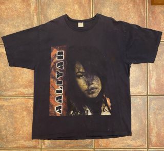 Y2k Vintage In Memory Of Aaliyah Rap Tee Rare Try Again T Shirt Distressed Faded