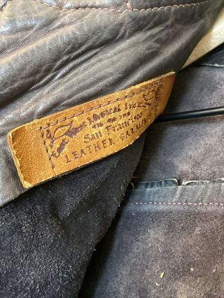 East West leather jacket S vintage barnstormer 70 ' s hippie brown moto 5