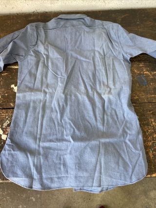 Vintage Mens 1940’s 50’s NOS Headlight Workwear Shirt Size 15 Deadstock Chambray 5