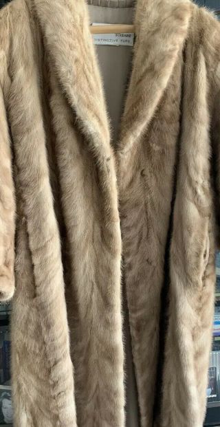 Cherry And Webb Company Vintage Full Length Blonde Mink Coat Sz M