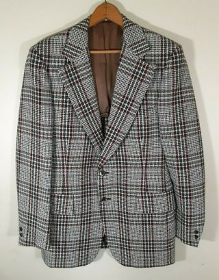 1970s Hart Schaffner Marx Mens Plaid Check Sport Coat Suit Jacket Blazer Vintage