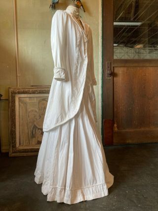 Antique Edwardian White Linen Waking Suit Set Sportswear Dress Pleated Vintage