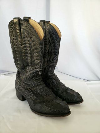 Vintage Dan Post Black Alligator Cowboy Boots