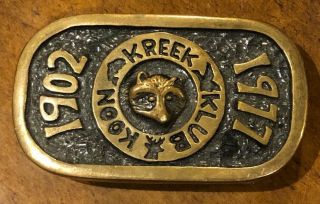 Koon Kreek Klub Belt Buckle 1977 Athens Texas Hunting Fishing Coon Creek Club