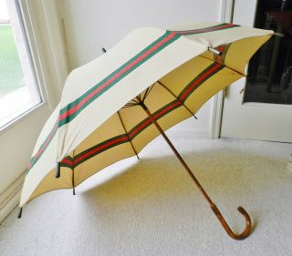 Vintage Early Gucci Parasol Umbrella Bamboo Handle Italy