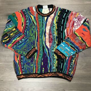 Coogi Vintage Multi Color Neon Mercerized Cotton Biggie Sweater Men’s Xl