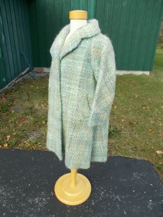 S33 Petite Lilli Ann Blue Tweed 50s/60s Woolen Coat w Satin Lining/L/Excellent 5