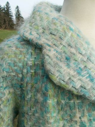 S33 Petite Lilli Ann Blue Tweed 50s/60s Woolen Coat w Satin Lining/L/Excellent 6