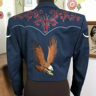 Vtg Manuel Cuevas Couture Jacket,  Women’s Western Style Blazer Embroidered Eagle