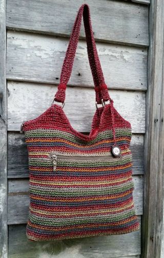 The Sak Multicolored Rainbow Woven Crochet Knitted Shoulder Bag Tote L (offer)