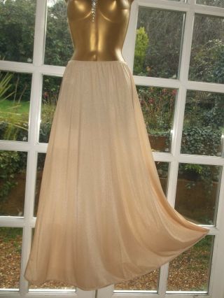 Vintage 1970s Slinky Sheer Nylon Lacy Long Formal Length Half Slip Petticoat M