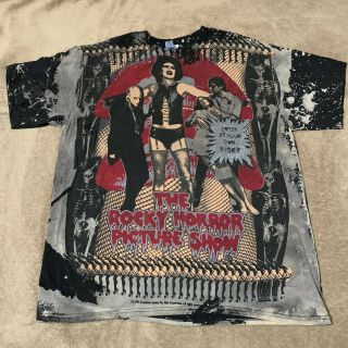 Vintage The Rocky Horror Picture Show T Shirt Size L 90s Overprint
