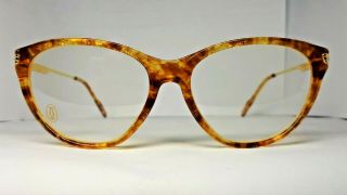 Vintage Cartier Eyeglasses Eclat Cat Eye Rare Color Amber N.  O.  S.  Made In France