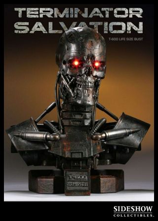 Sideshow 1:1 Scale Life - Size Terminator T - 600 Endoskeleton Bust Statue Figure